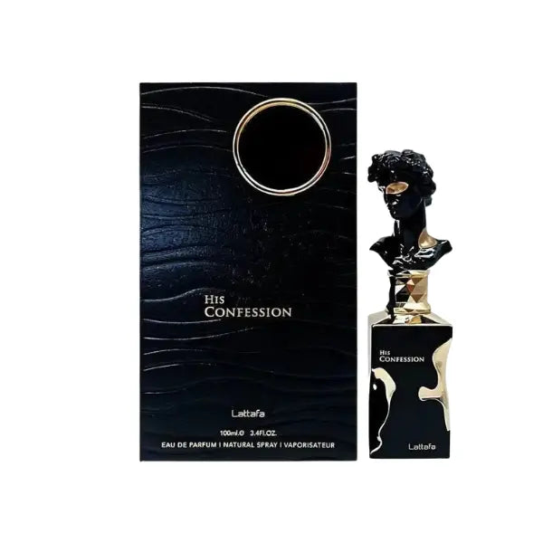 His Confession by Lattafa Eau De Parfum 100 ml, bold and sophisticated fragrance for men from The Oud Library
