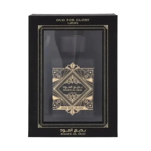 Lattafa Oud For Glory Badee Al Oud Eau De Parfum Unisex 100 ml, rich and luxurious oud fragrance for men and women from The Oud Library